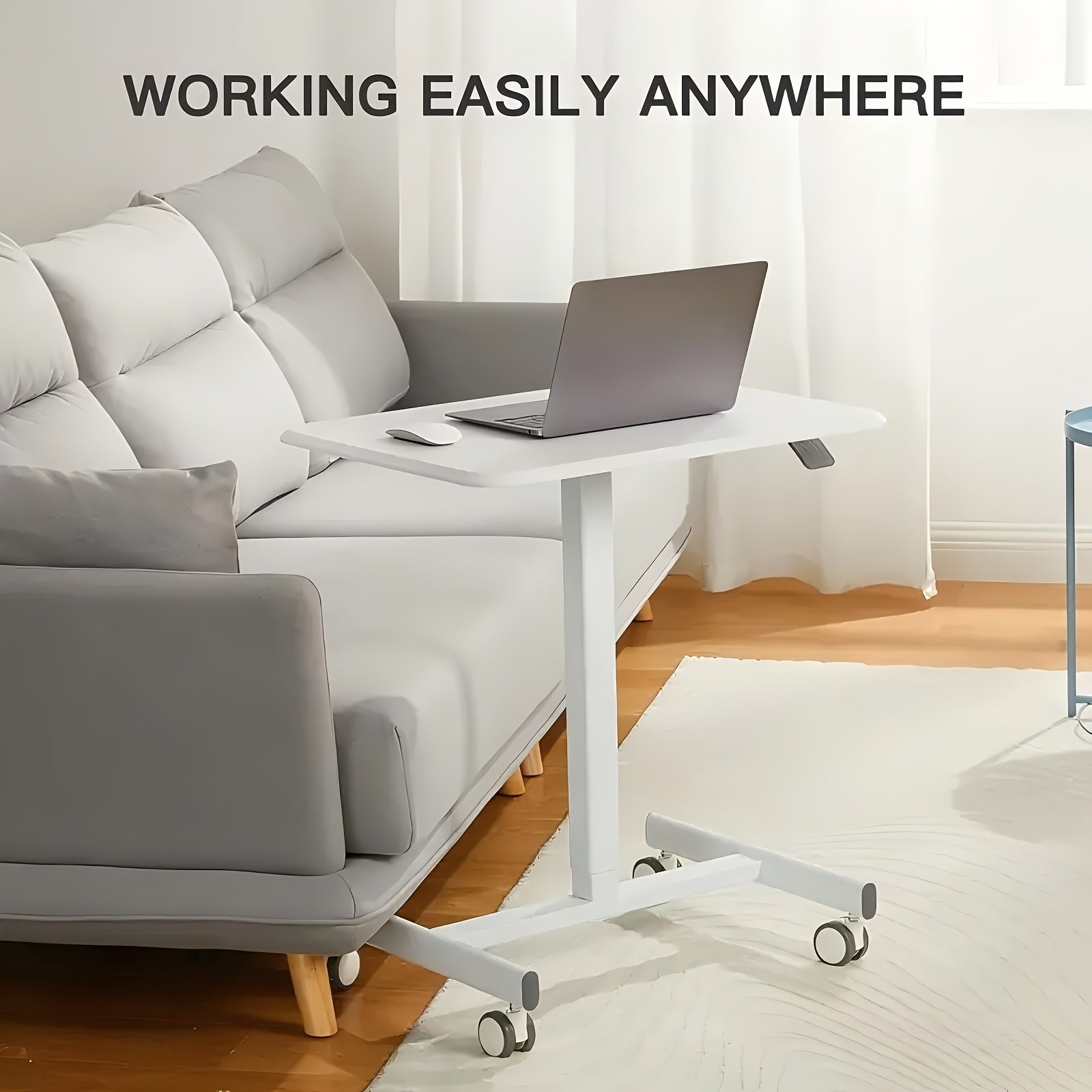 1 pc mobile standing desk with adjustable height, portable rolling laptop desk with wheels, removable teacher lectern, adjustable work table, rolling desk laptop cart for home, office, classroom