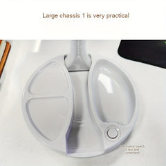 1 Folding Makeup Mirror with LED Light and Storage Box Organizer, Double-Sided 1X and 10X Magnification Telescopic Mirror for Desk, Vanity, and Cosmetics