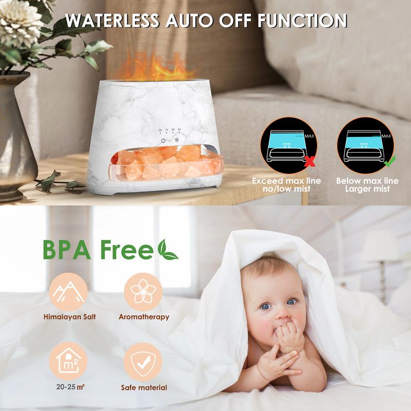 (2-Pack Bundle) SALKING 2-in-1 Air Purifier & Humidifier for Home&Office, Essential Oil Aroma Diffuser With LED Night light Salt Lamp, Home Decor, For Smoke & Pets