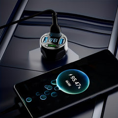120W 4-in-1 Fast Car Charger - Rapidly Charges 4 Devices at Once with Digital Display, PD Mobile Phone Charging Head, 7A QC3.0 Car Phone Adapter, and Multi-Protection Car Accessories