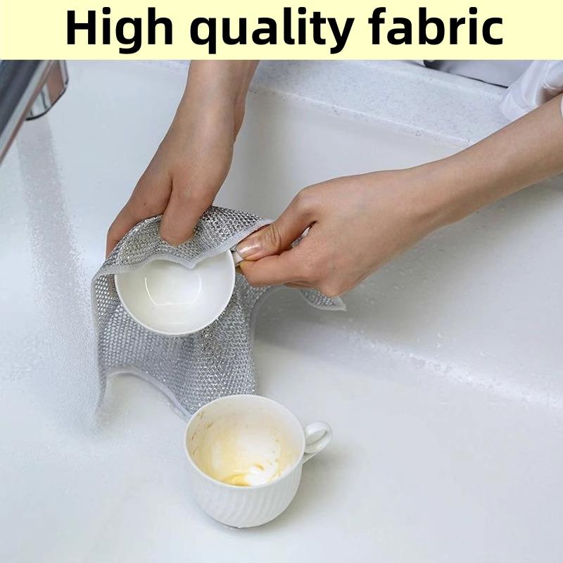 10 Counts Multipurpose Wire Dishwashing Rags,Double-Layer Dishwashing Cloth, Non-scratch Wire Dishcloth for Kitchen,Gift Double Layer