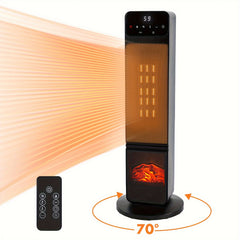 1500W Fast Electric Portable Space Heater for Indoor Use with Remote and Thermostat, 4 Modes, 26" Vertical, 12 Hour Timed Schedule, Overheating & Tip-Over Protection, Black Color