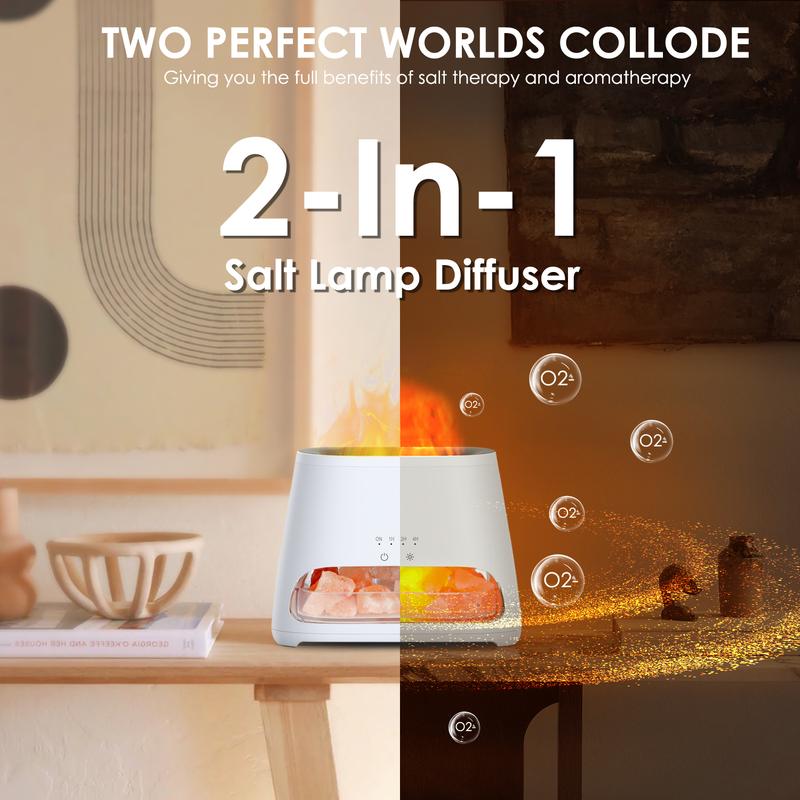 (2-Pack Bundle) SALKING 2-in-1 Air Purifier & Humidifier for Home&Office, Essential Oil Aroma Diffuser With LED Night light Salt Lamp, Home Decor, For Smoke & Pets