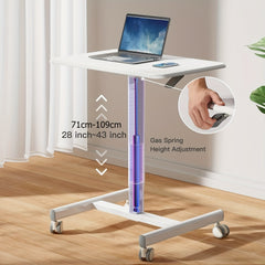 1 pc mobile standing desk with adjustable height, portable rolling laptop desk with wheels, removable teacher lectern, adjustable work table, rolling desk laptop cart for home, office, classroom