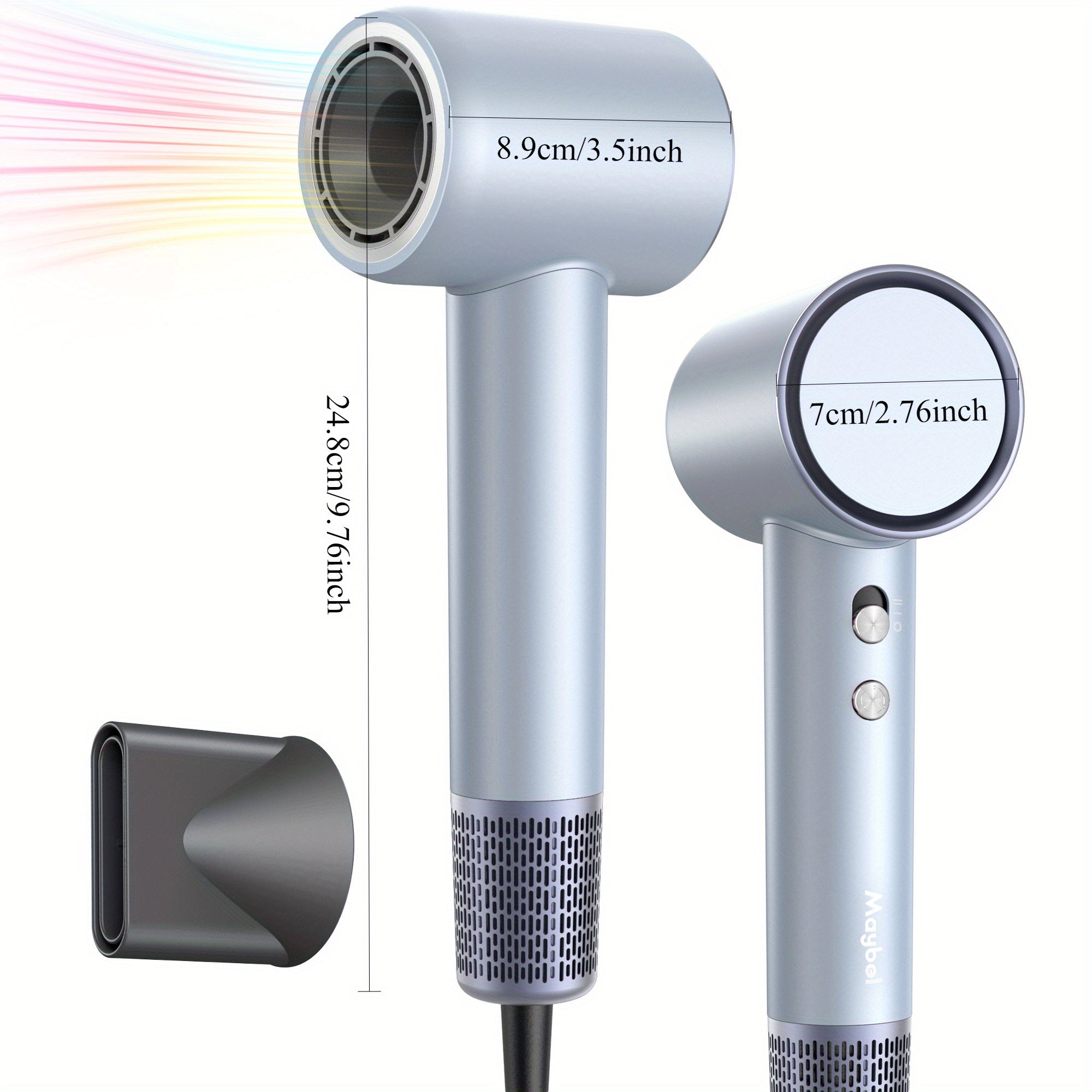 1500W Fast-Drying Ionic Hair Dryer with 150, 000 RPM Brushless Motor, Negative Ions for No Heat Damage, Low Noise, Includes Magnetic Nozzle – Sleek Metallic Design, Perfect for Home & Travel, Grooming Tool | Sleek Design | Smooth Finish