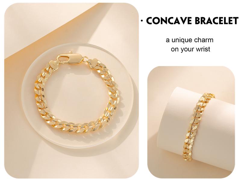 14K Gold-Plated Cuban & Figaro Bracelet, Necklace, Set - 8mm/10mm wide, High Quality