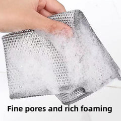 10 Counts Dishwashing Rags，Multipurpose Non-Scratch Wire Dishcloths for Wet and Dry Use, Reusable Wire Cleaning Cloths for Kitchen, Sinks, and Pans Silver Removable, Washable & More