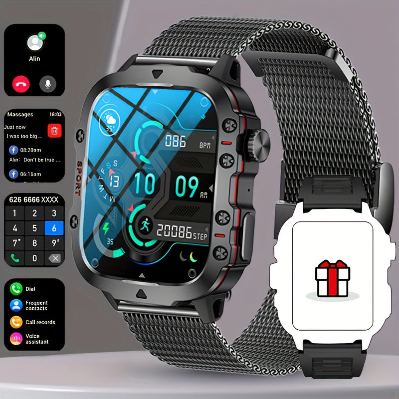 100+ Sports Mode Men's Outdoor Smart Watch - AI Voice Wireless Talk Fitness Tracker with Heart Rate Monitor and Water Resistance
