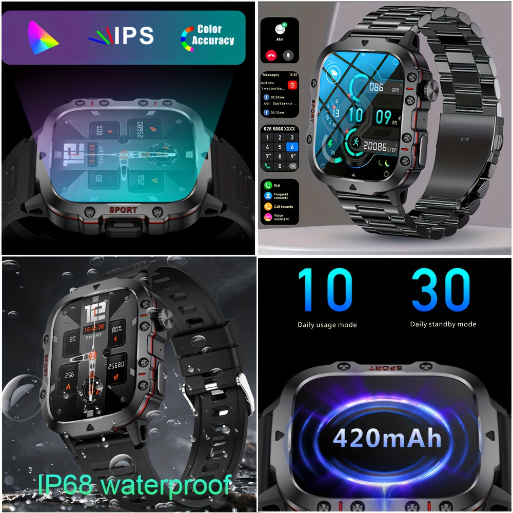 100+ Sports Mode Men's Outdoor Smart Watch - AI Voice Wireless Talk Fitness Tracker with Heart Rate Monitor and Water Resistance