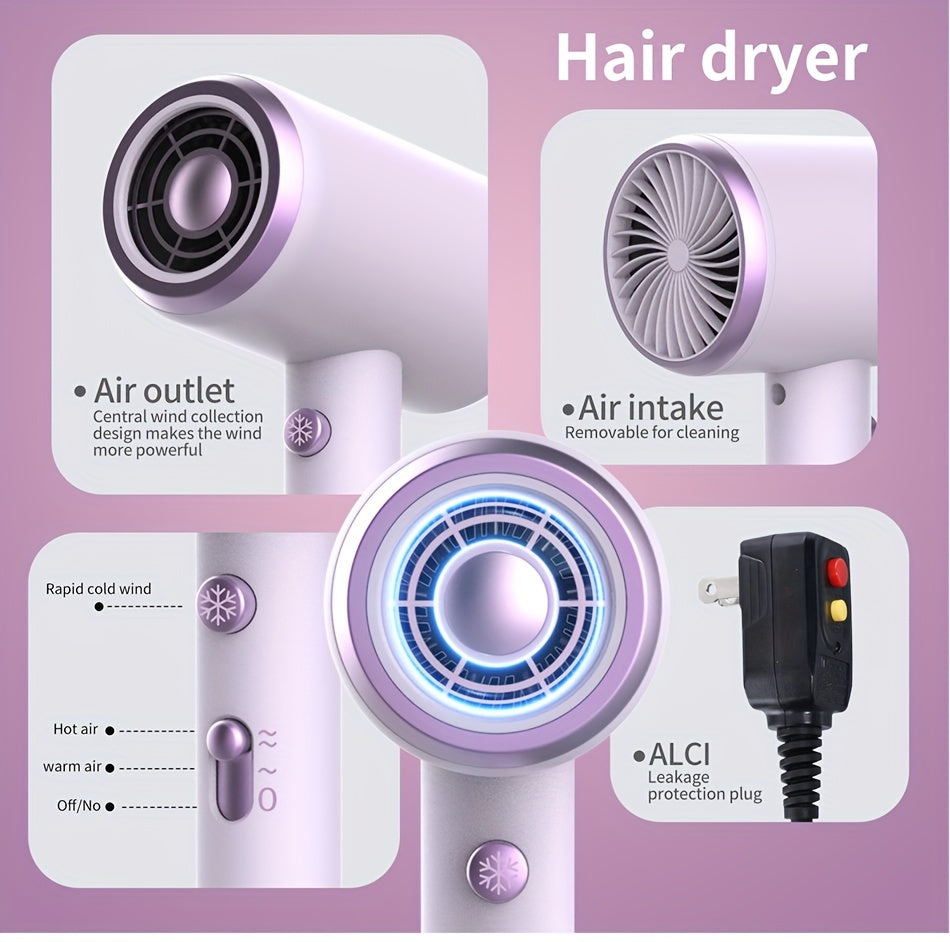 1 Concentrator Nozzle 1 Diffuser Attachments Fast Drying Professional Ionic Hair Dryer, Lightweight And Quiet Low Noise Blow Dryer For Home Salon Travel, Holiday Gift