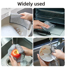 10 Counts Dishwashing Rags，Multipurpose Non-Scratch Wire Dishcloths for Wet and Dry Use, Reusable Wire Cleaning Cloths for Kitchen, Sinks, and Pans Silver Removable, Washable & More