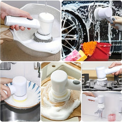 1 Set 5-in-1 Electric Rotating Floor Washer, with 5 Replaceable Brush Heads, Electric Cordless Electric Cleaning Brush, Handheld Rechargeable Shower Floor Washer, Bathroom, Kitchen, Bathtub, Tiles, Shower, Cleaning Supplies, Christmas Supplies
