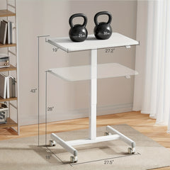 1 pc mobile standing desk with adjustable height, portable rolling laptop desk with wheels, removable teacher lectern, adjustable work table, rolling desk laptop cart for home, office, classroom